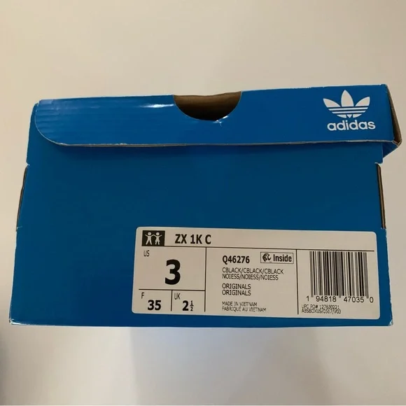 Adidas Kid’s Size 3 ZX 1K C Black Sneakers - Picture 8 of 8